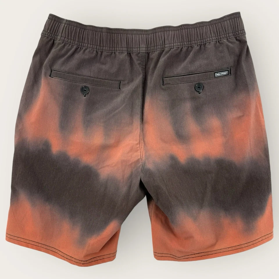 Bermuda de natação O’neill híbrida masculina pequena tingida marrom laranja náilon Y2K - Imagem 2 de 4