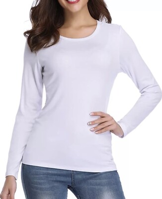 Fuinloth Damen Langarm Basic T-Shirt Uni Oberteil Gr. S