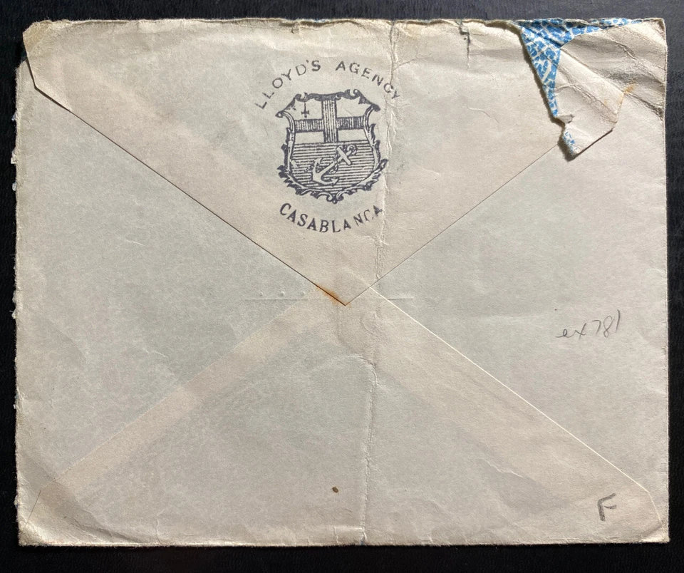1936 Casablanca British Agencies Morocco Airmail Cover To London England - Image 2 of 2