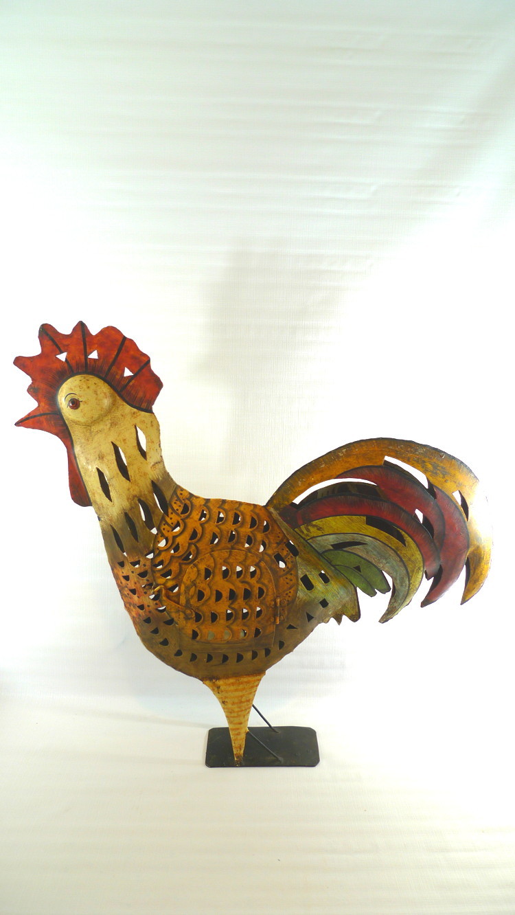 22" Painted Metal Rooster Candle Holder Accent Light Home Decor eBay