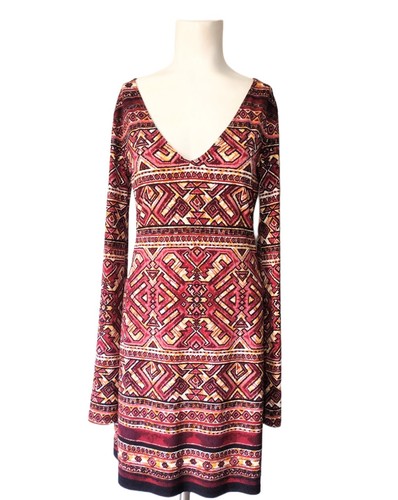 Moda International Victorias Secret aztekisches Kleid Glockenfackelärmel Damen Gr. Sm