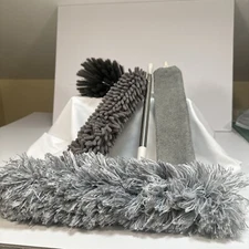 4 PCS Microfiber Duster Cleaning Brush Ceiling Fan Cleaner Kit w/ Extension Pole