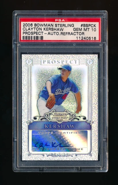 2006 Bowman Sterling Prospects Clayton Kershaw Refractor Auto RC /199, PSA 10