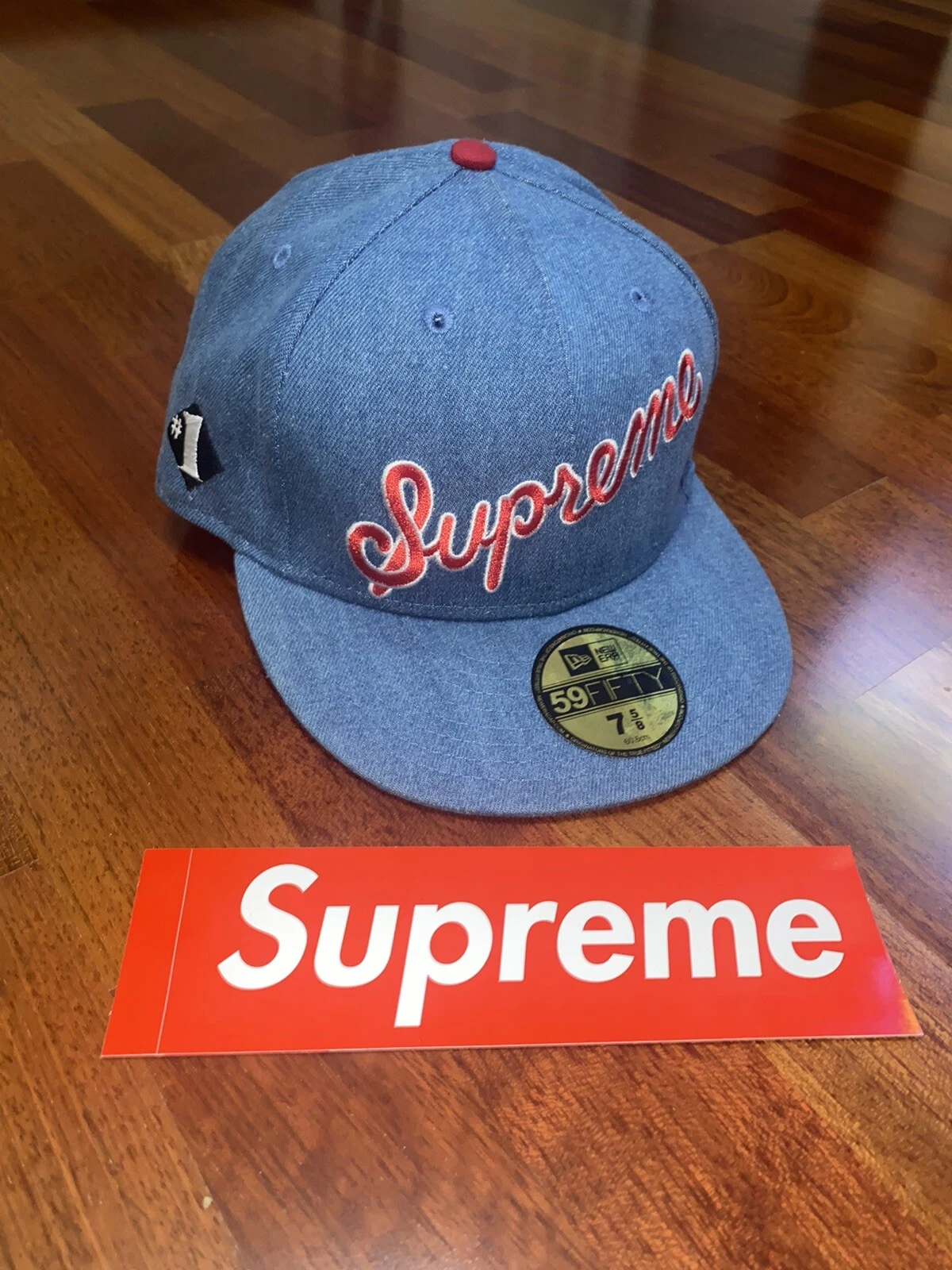 Casquette de baseball supreme denim nouvelle ère 59fifty 7 5/8