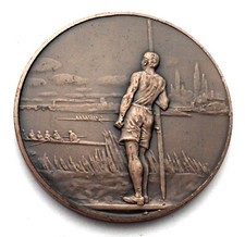 ANTIQUE ROWING Medal By Pinches London 38.8mm 25g Bronze, Rare. BB14