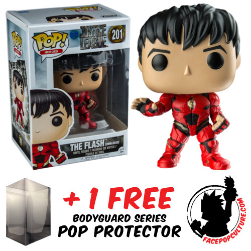 Funko Pop Dc Justice League The Flash Unmasked #201 Exclusive + Pop Protector