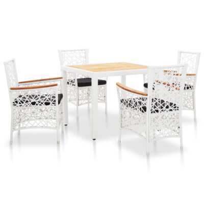 Patio Dining Set Outdoor Dining Table and Chairs Poly Rattan White vidaXL
