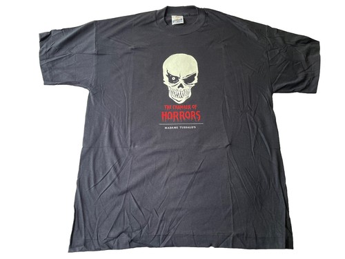 VINTAGE 90s HALLOWEEN SHIRT XL GLOW IN DARK CHAMBER HORRORS MADAME TUSSAUD SF - Bild 2 von 16