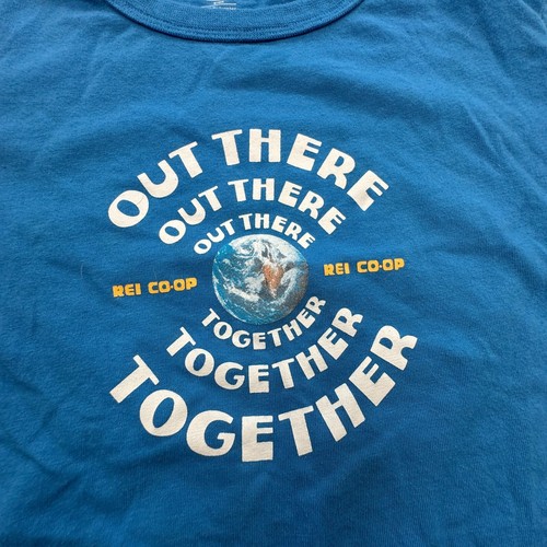 REI Co-Op Kids T-Shirt Small 8 Blue Graphic Outdoor Together Hiking Camping Tee - Picture 2 of 8