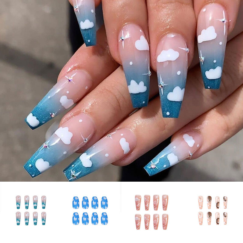 short blue acrylic nails