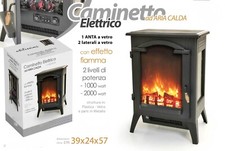 Camino Elettrico Caminetto Riscaldamento Fiamma finta Stufa Aria Calda 2 Livelli