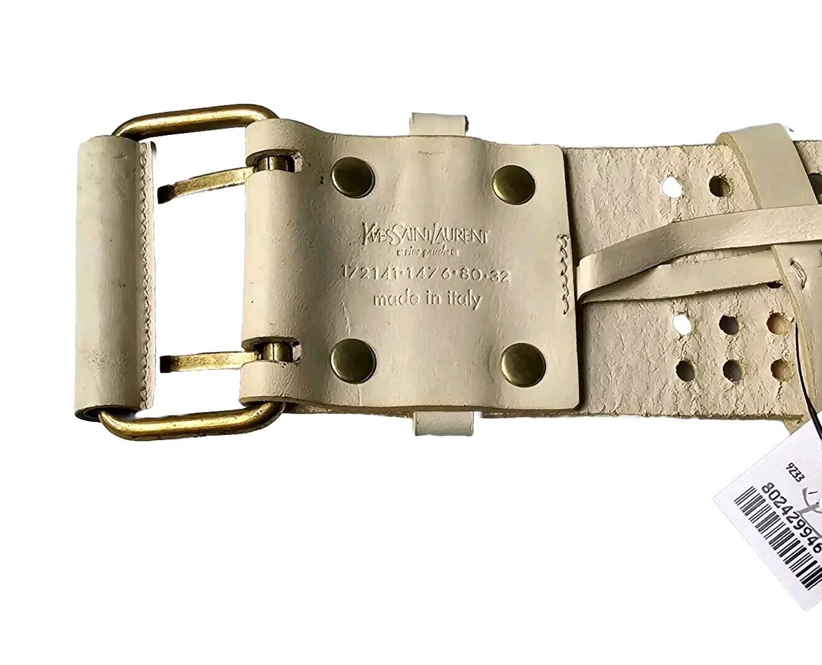 YSL Off-White Ivory Cream Leather Wide Belt 80 32 -NWT fits  display picture 1