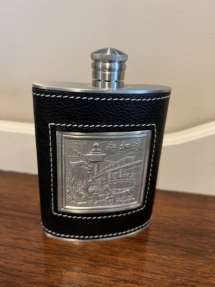 Vintage Stamped DRAGON Pewter Hip Flask 5.25 Inches Tall 3.5