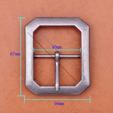 Men Rectangle Heavy Duty Strong Silver Center Bar Pin Belt Buckle Fit 40mm Strap