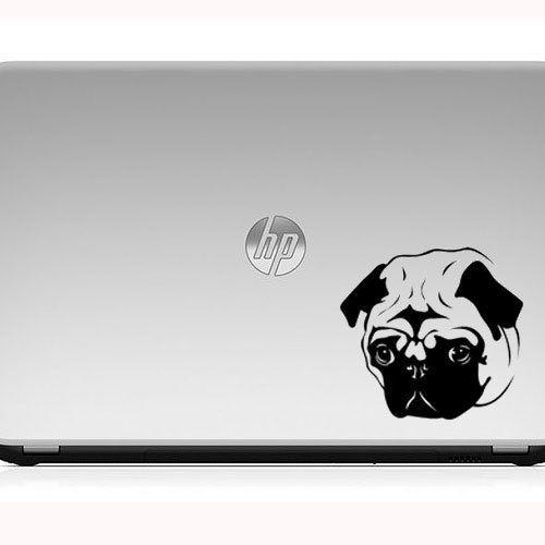 Black Pug Dog Face Decal Sticker for Apple Macbook Air Pro 11 13 15 17" Laptop - Picture 3 of 5