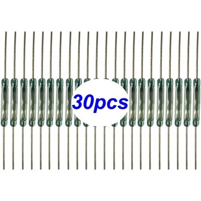 Reed-Schalter Magnet 30 Stück, Glas, 2x14mm, 1-weg, 100V, 0,5A, Klammer