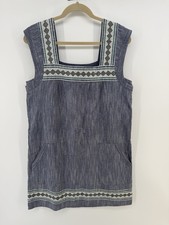 Faherty Hailee Stripe Trim Shift Dress Size Medium In Indigo Ombre Stripe