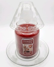 YANKEE CANDLE Shade Topper Plate Clear Glass Heart Jar Cover JAR NOT INCLUDED
