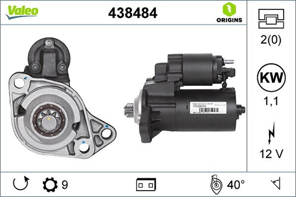 Anlasser Starter Valeo Origins - NEW O.E. Technologie 438484 FüR Skoda Ford Seat-image