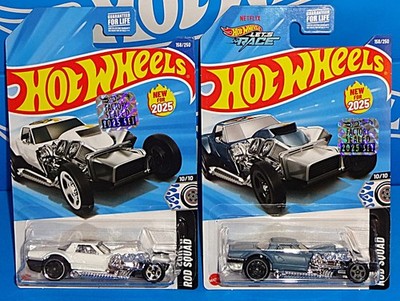 Hot Wheels NEW For 2025 Factory Set Lot of 2 Rod Squad Hoto Roto White & Blue