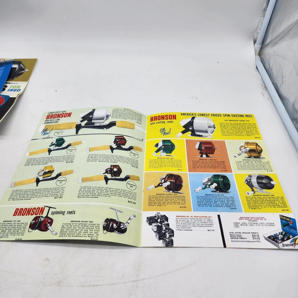 Lote De 4 Carretes De Pesca Bronson De Colección 1960-64 Publicidad Distribuidor Catálogo Raro Foto 3 de 4