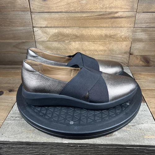Scarpe basse comode Clarks donna taglia 6M fascia tawnia slip on pelle sassolino