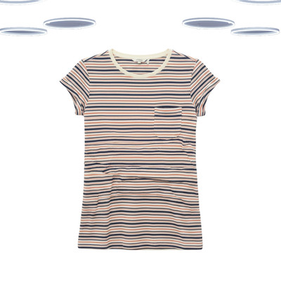 Ex Fat Face Top - Multi Breton Stripe Short Sleeve Blue Mix Size 12