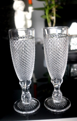 Freixenet Cut Glass Hobnail Prosecco Champagne Flute Glass X2