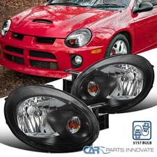 Headlights Headlamps Black Fits 2003-2005 Dodge Neon Left & Right Pair 03 04 05