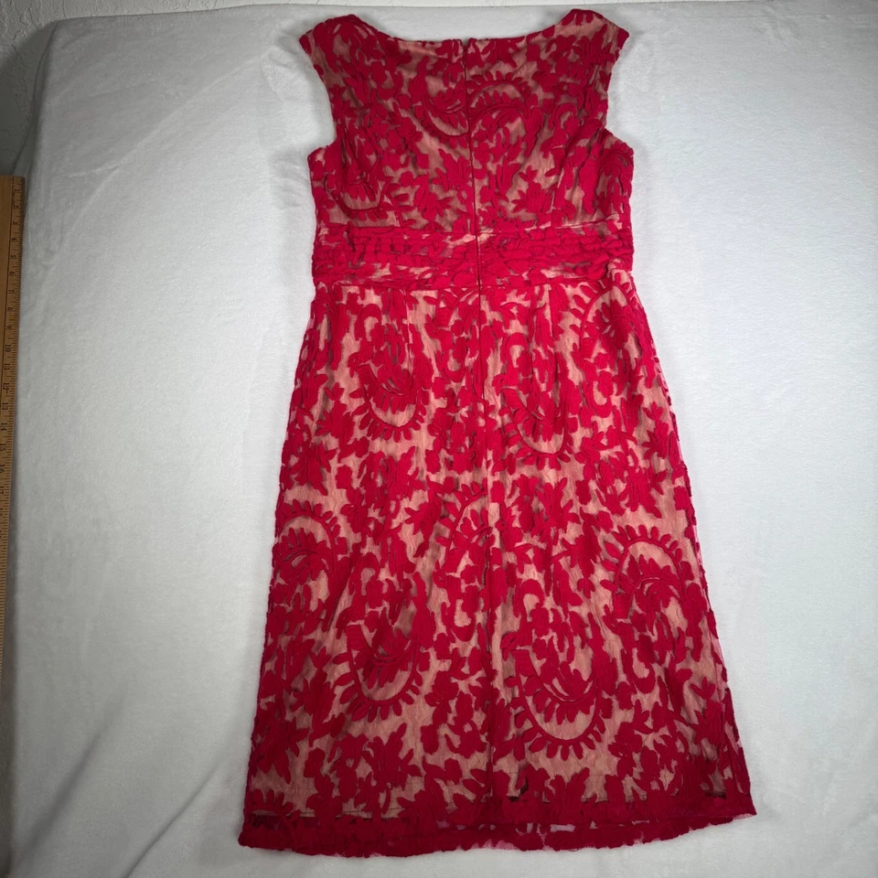 Vestido de fiesta de cóctel de encaje floral rosa oscuro Adrianna Papell - Talla 16 - Elegante Foto 3 de 4