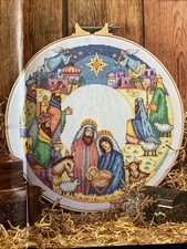 Silent Night Nativity Scene Angel Star Bethlehem Christmas Cross Stitch Chart