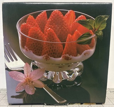 VTG 5 Studio Nova CITADEL Clear Glass Footed Dessert Bowls 4'' Ice Cream Cups EUC