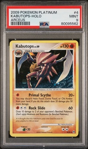 2009 POKEMON PLATINUM ARCEUS #4 KABUTOPS-HOLO PSA 9