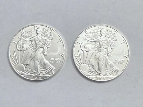 2019 American Silver Eagle 1 OZ. X 2 /.999 Fine Silver BU Uncirculated