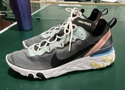 Nike React Element 87 Black Gray Blue Lace Up Low Top Men's Athletic Sneakers 