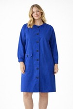 Vintage 70s button Down Shift Dress Cobalt Blue L XL