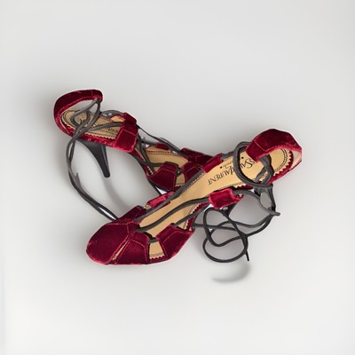 YSL RIVE GAUCHE - RARE - VINTAGE RED VELVET TIE HEELS- SZ 41 | eBay