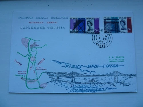 GB First day cover  fdc from 1964 Forth Road Bridge  phosphor