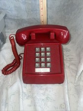 Vintage Red ITT Push Button Desk Telephone Made in USA FCC Number
