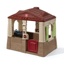 Cottage II Brown Playhouse Plastic Kids Outdoor Toy Backyard Fort Tree House