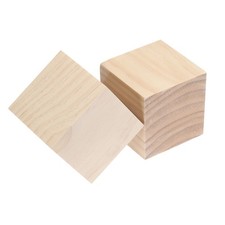 2pcs Wood Blocks, 2.5"x2.5"x2.5" Square Unfinished Wood Cube for DIY