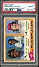 1981 Topps #2 Reggie Jackson/Oglivie/Mike Schmidt Home Run Leaders PSA 10 GEM MT