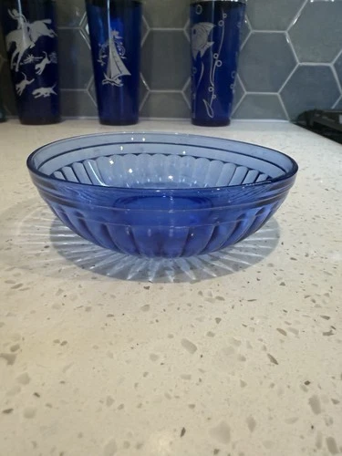 Hazel Atlas Aurora Cobalt Blue 5 1/2" Cereal Bowl Mid Century Depression Glass