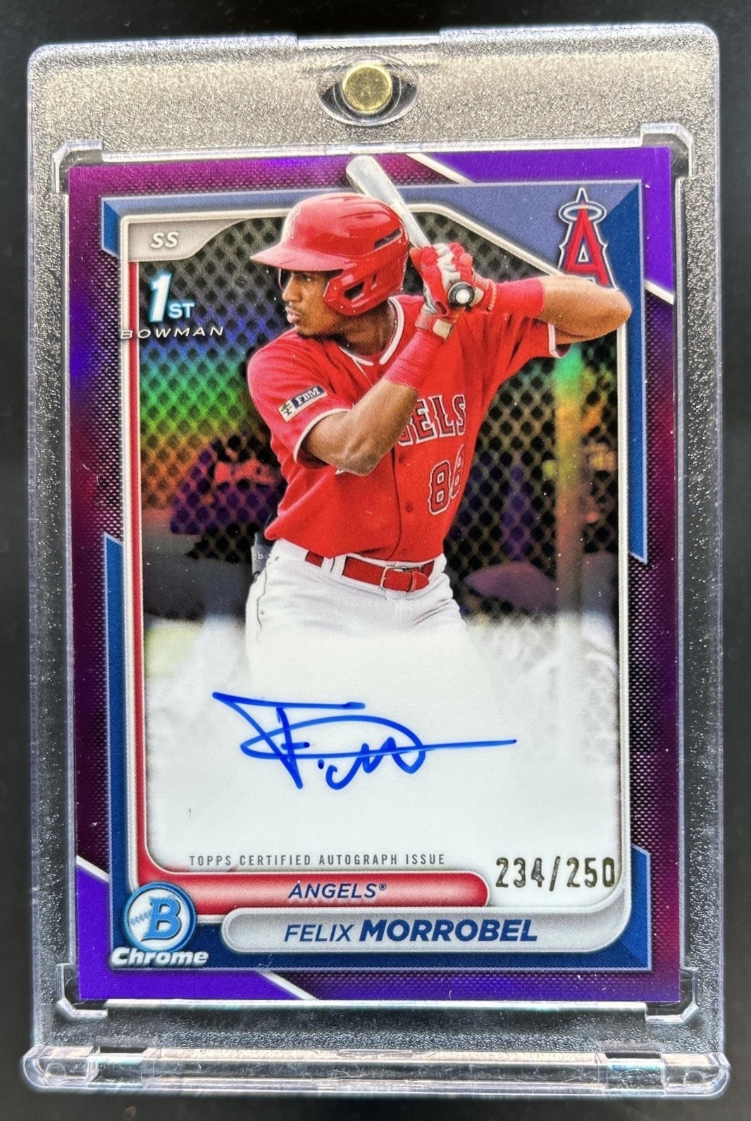2024 Bowman Felix Morrobel Chrome Auto Purple Refractor 1st #/250 Angels