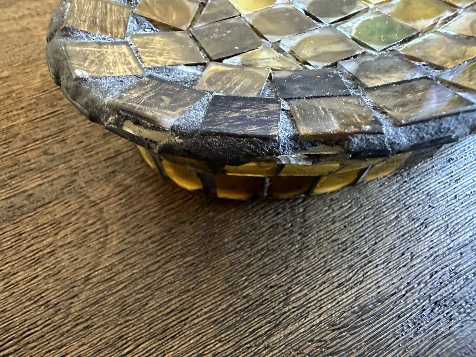 MOSAIC Glass Tile SOAP DISH Platform Tray Olive Green Brown Decor Bathroom 6” - Image 3 of 4