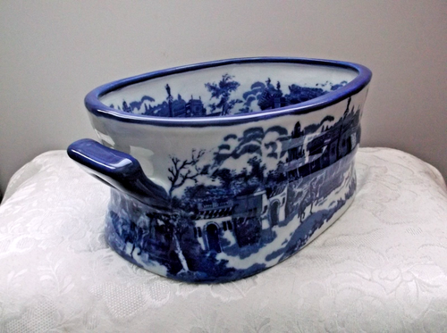 Victoria Ware Ironstone Chinoiserie Blue & White Porcelain Foot Bath Planter - Picture 2 of 9