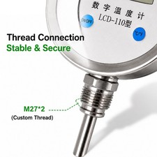 Digital Thermometer Industrial LCD Temperature Gauge Stainless Steel Probe
