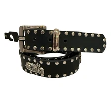 Vtg Y2K Motorcycle Studded Black & Silver  Belt Size 41 Streetwear Biker  Edgy