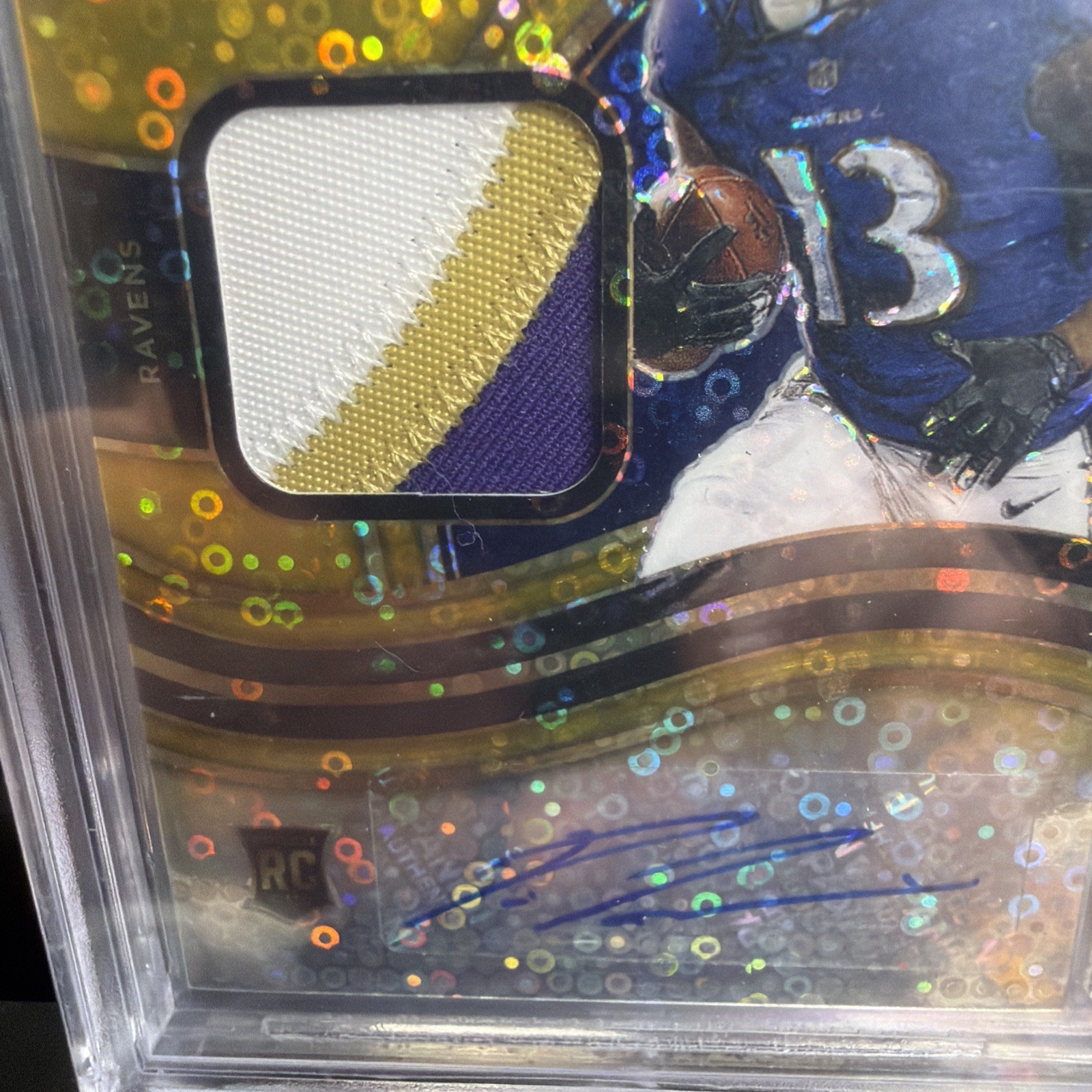 2020 Select Devin Duvernay RPA Gold Disco Prizm Patch Auto /10 BGS 9 Auto 10 RC view 3