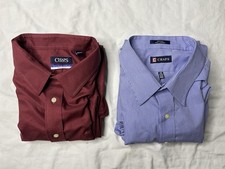 Chaps Long Sleeve Dress Shirt Lot X 2 Men’s 18.5 XXL Red & Blue/White Striped